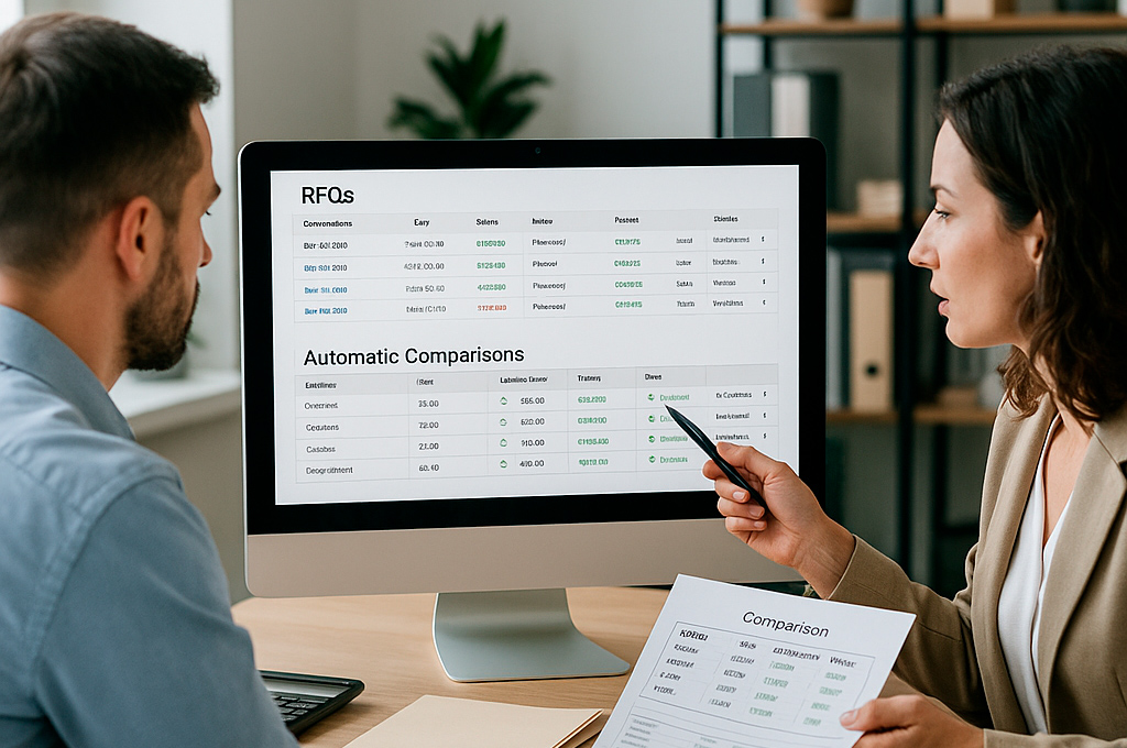 ¿Qué sistema de compras consolida RFQs y genera comparativos automáticos?